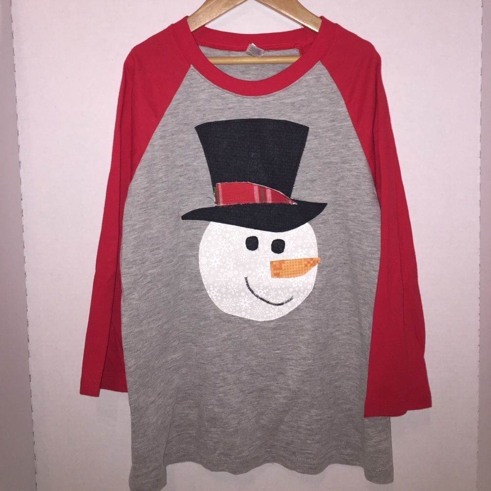 Monag Christmas Snowman Shirt Youth Small